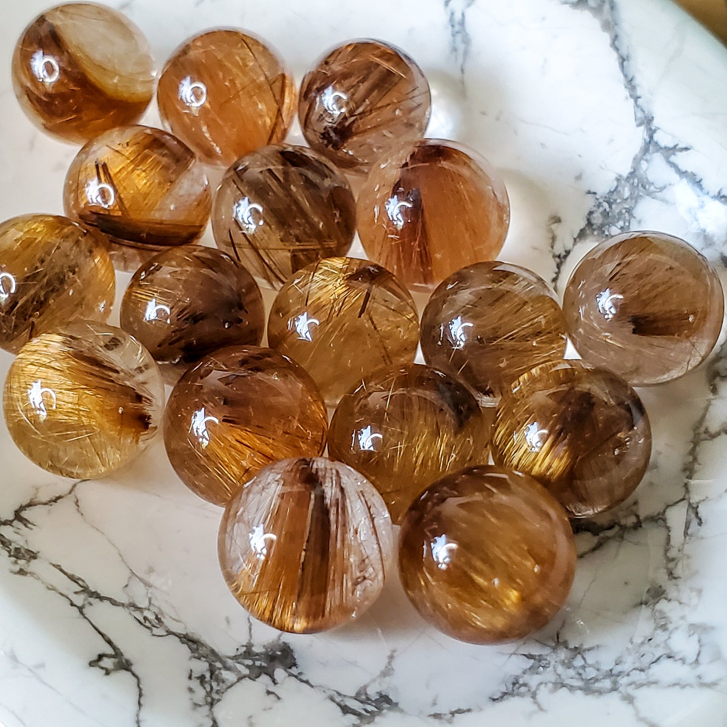Rutilated Quartz Micro Spheres