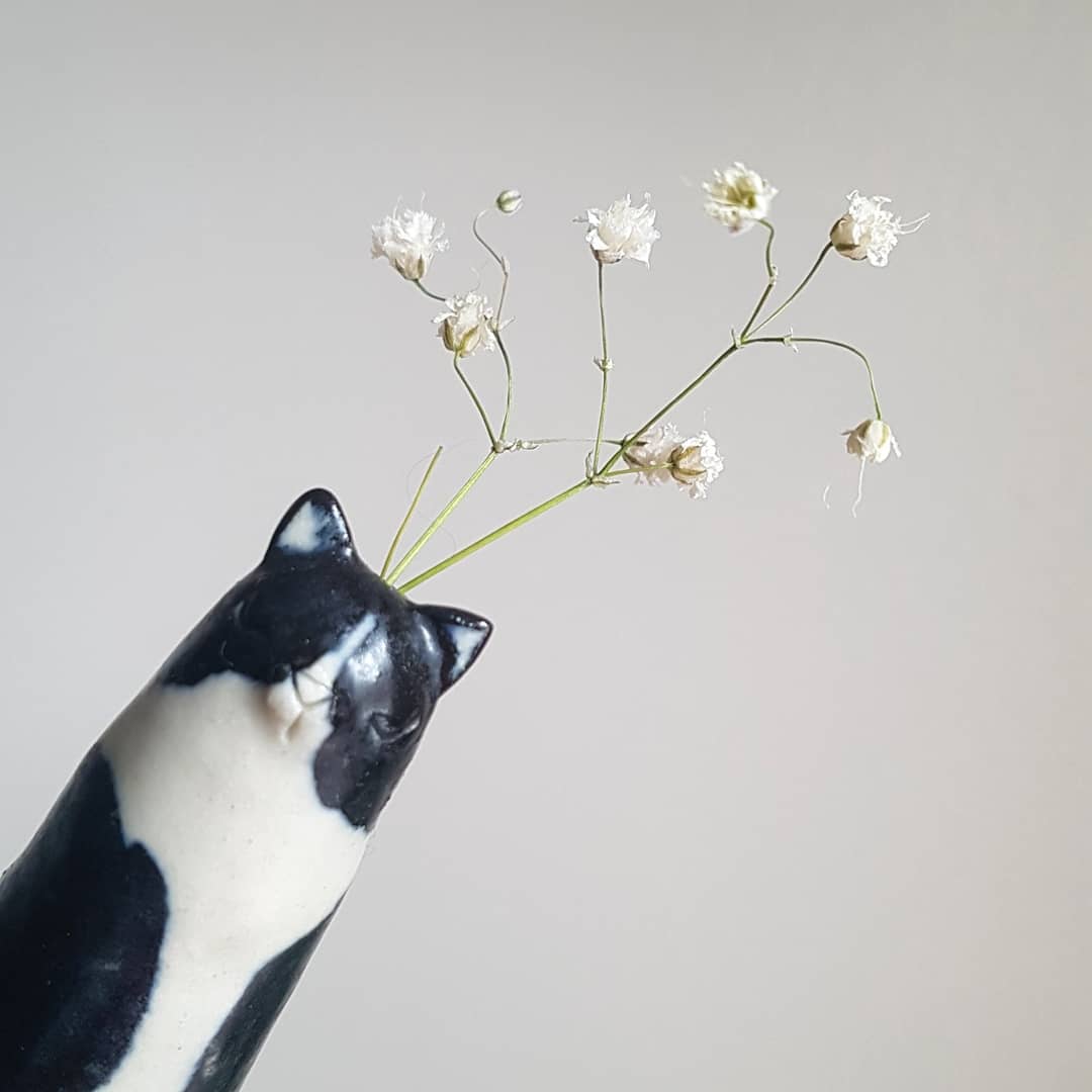 Kitty Incense Holder / Bud Vase - Ceramic