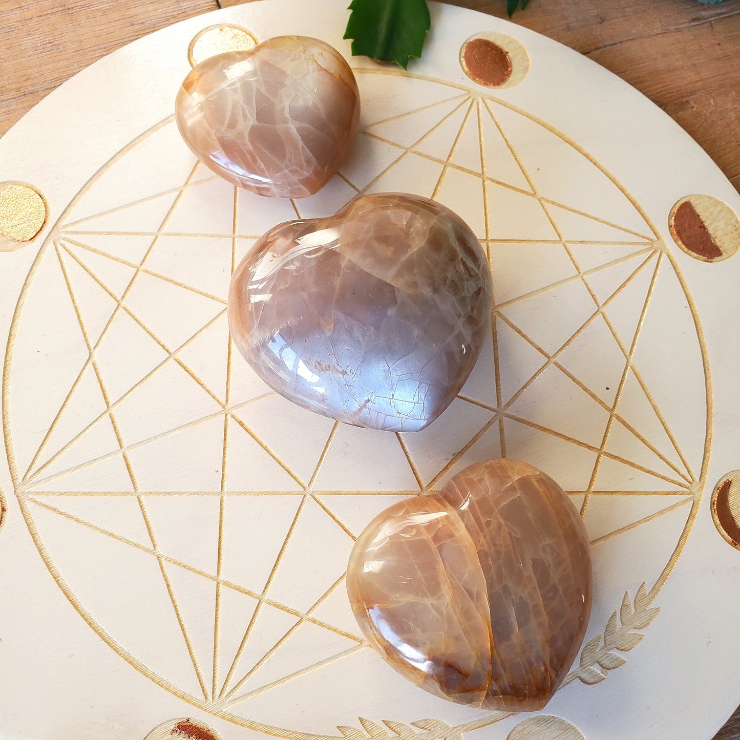 Peach Moonstone Hearts
