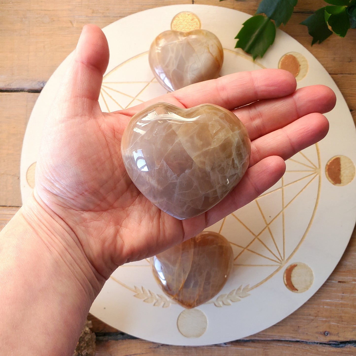 Peach Moonstone Hearts
