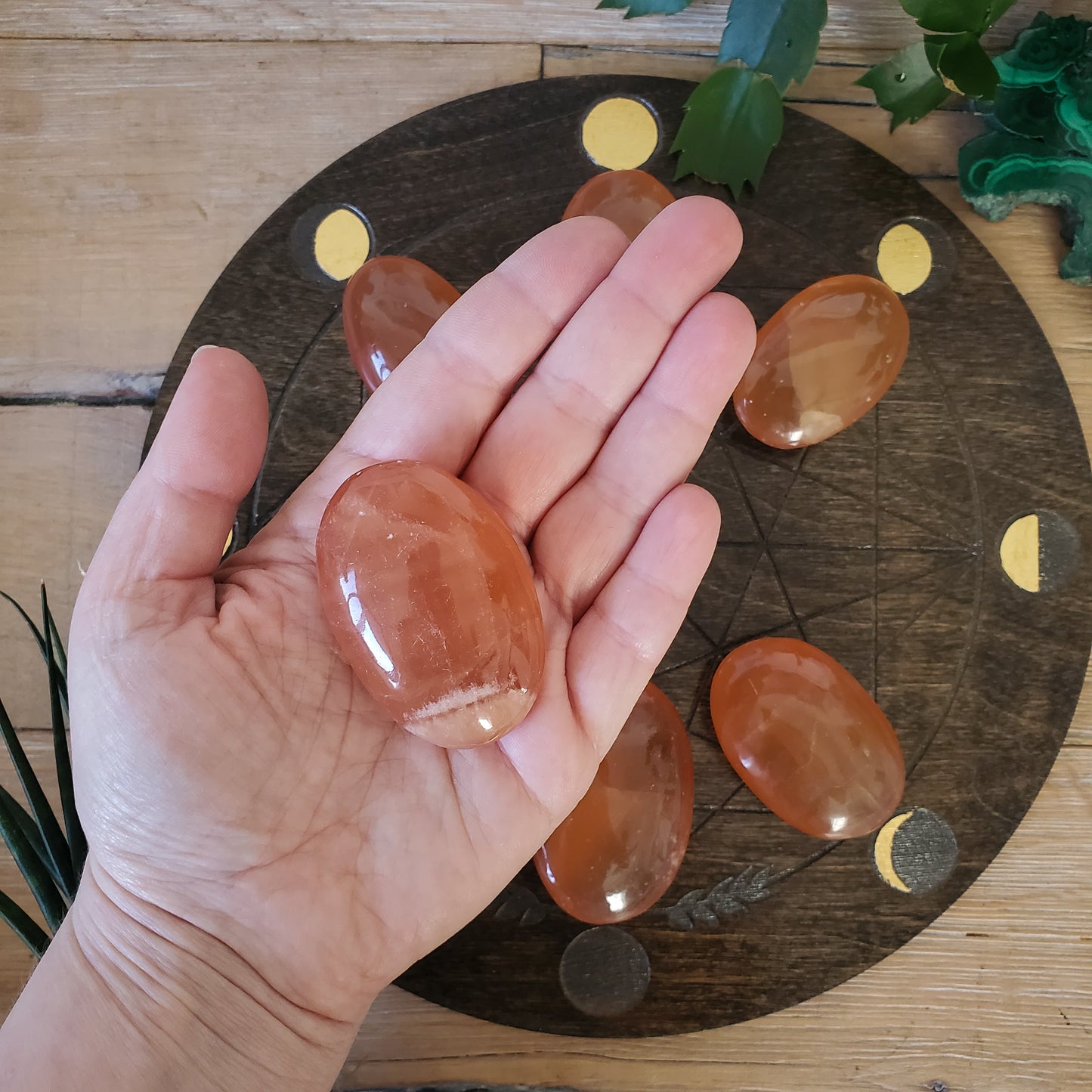 Honey Calcite Stone Palmstones