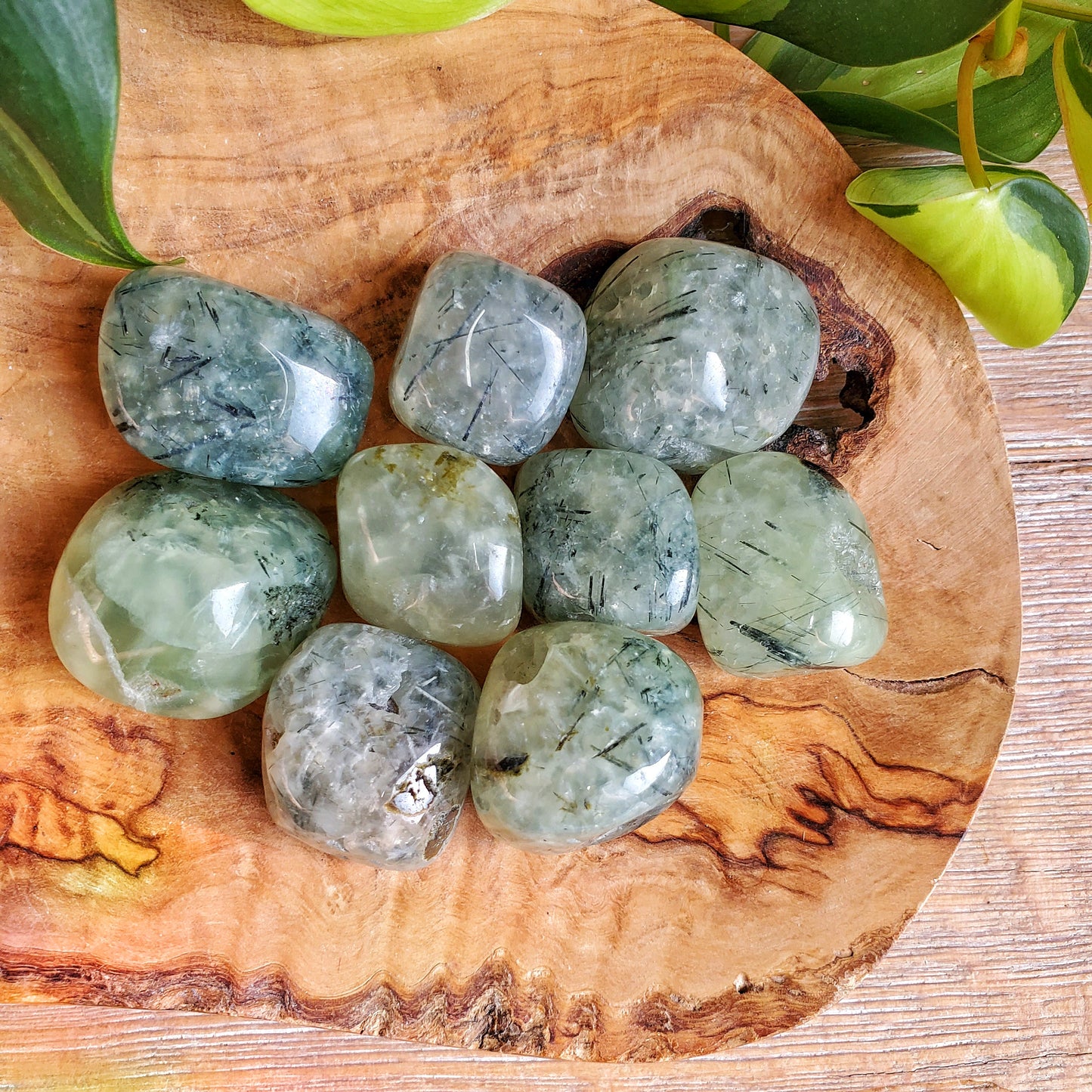 Prehnite with Epidote Tumbled Stone - LG