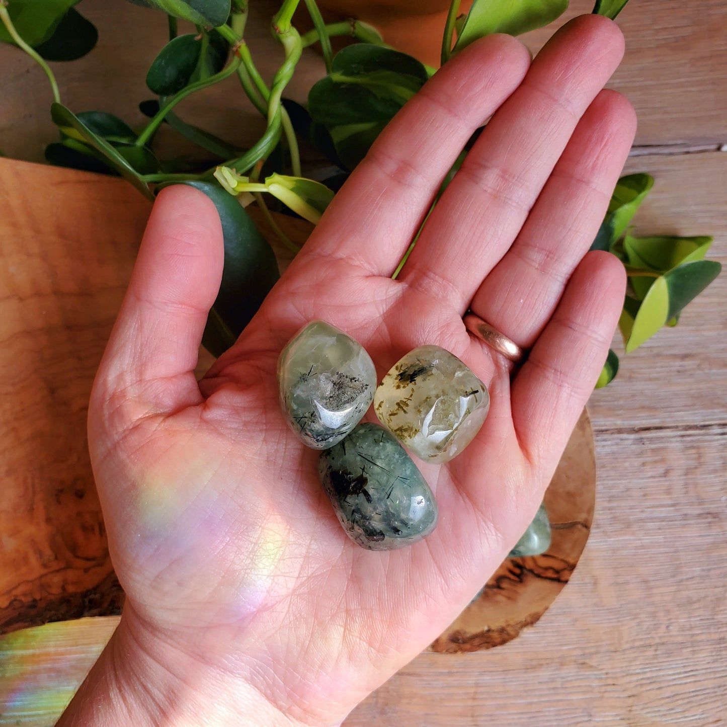 Prehnite with Epidote Tumbled Stone - LG