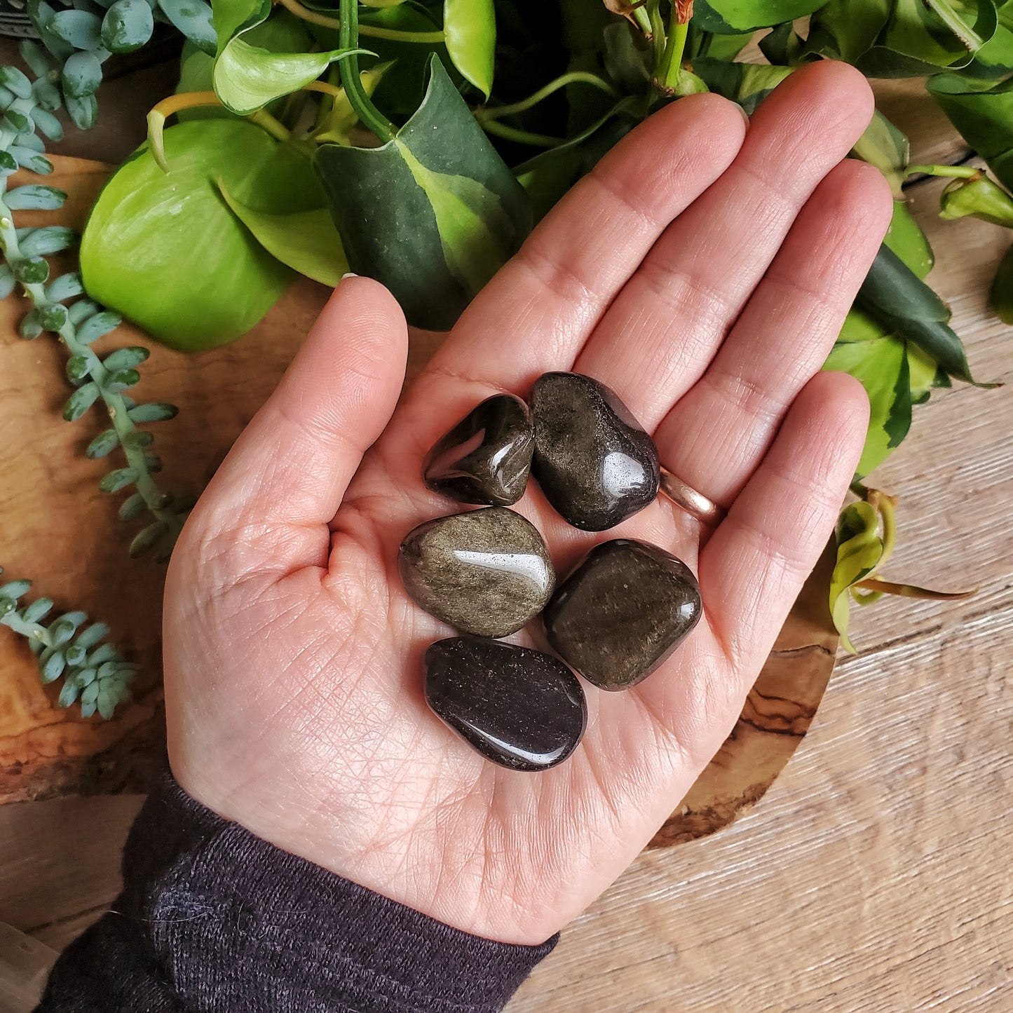 Golden Obsidian Tumbled Stones