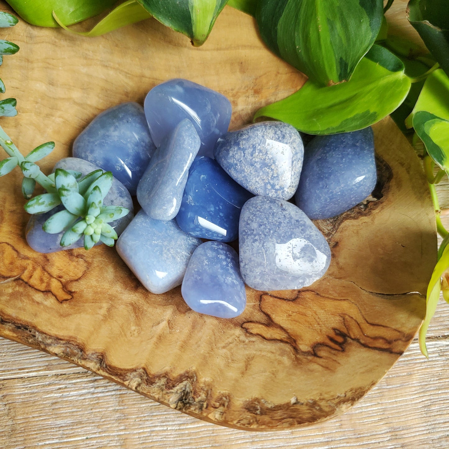 Blue Moss Chalcedony Tumbled Stones
