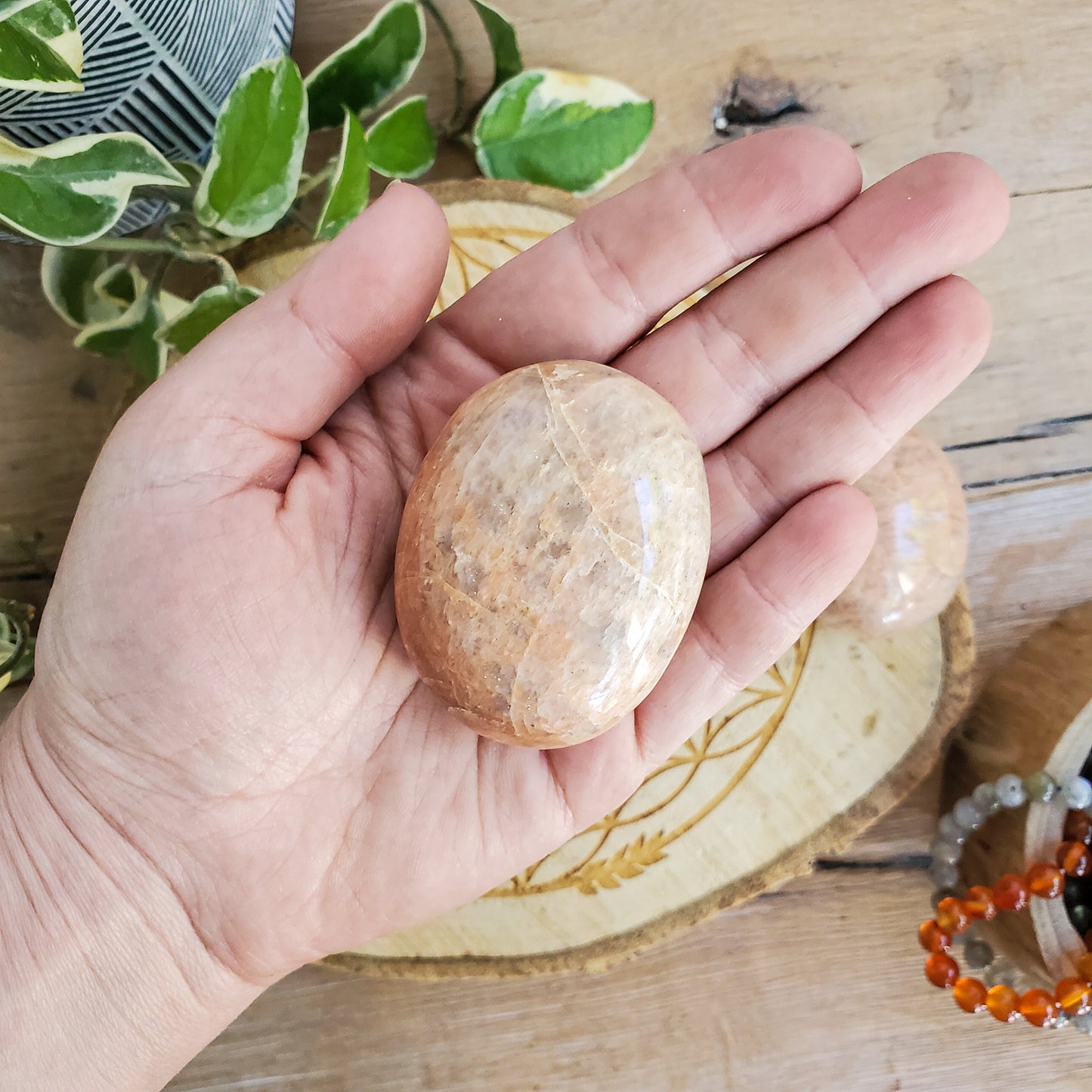 Peach Moonstone Palmstones (Madagascar)