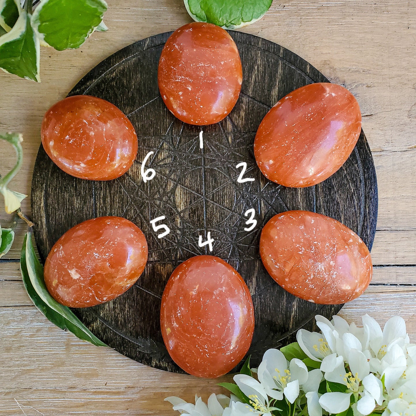 Deep Orange Calcite Palmstones (Madagascar)