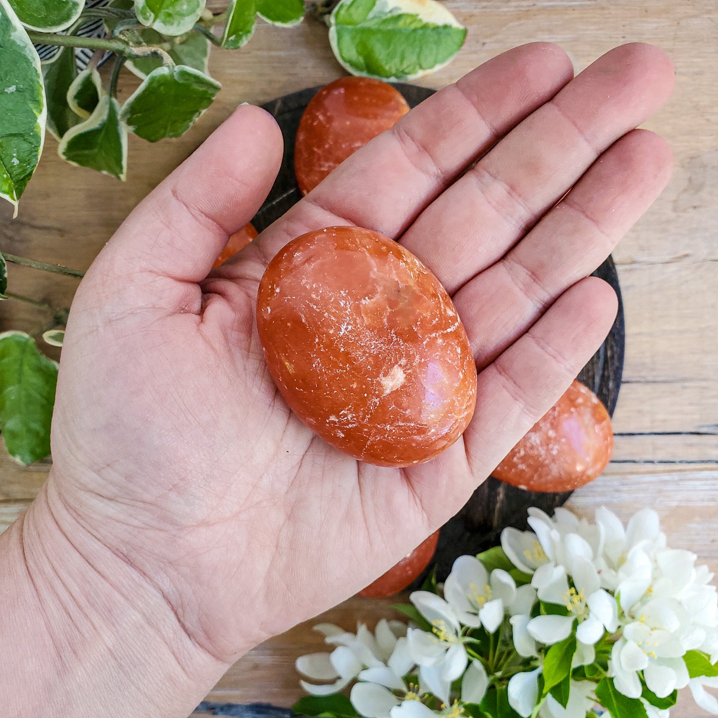 Deep Orange Calcite Palmstones (Madagascar)