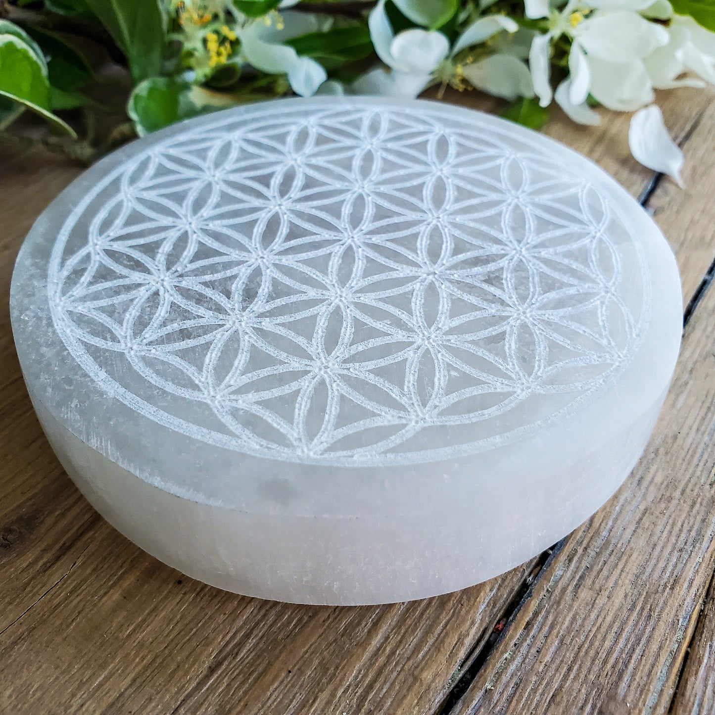 Flower of Life - Selenite Crystal Grid