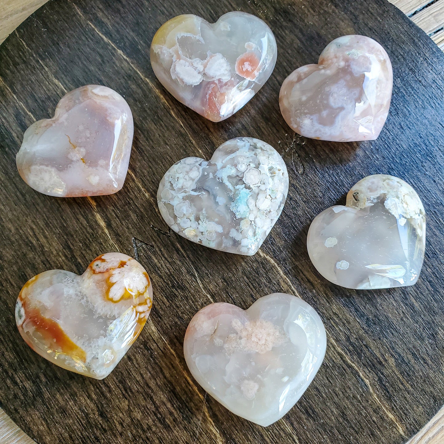 Cherry Blossom Agate Hearts