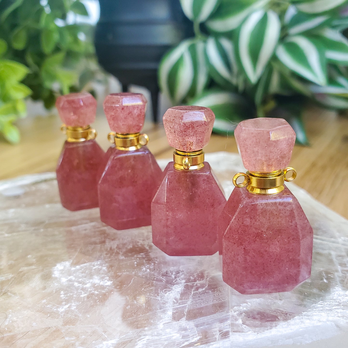 Crystal Bottle - Strawberry Quartz - Small