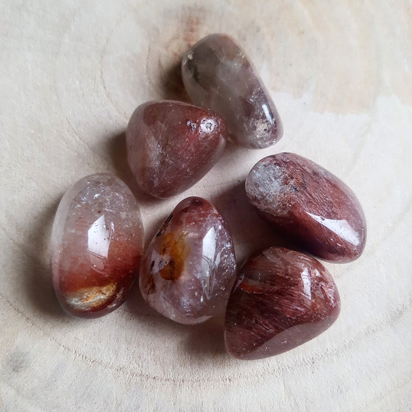 Red Rutilated Quartz - tumbled - 6 pack