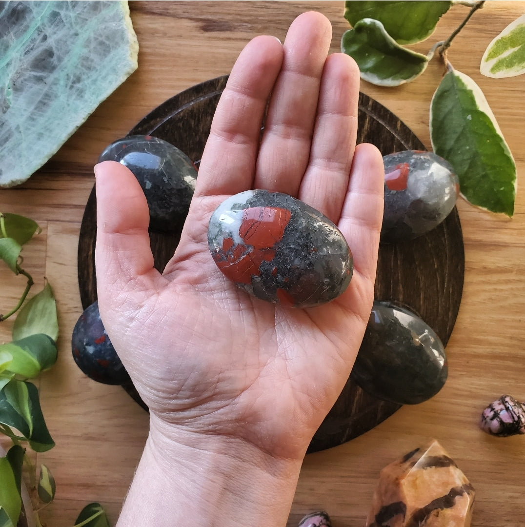 Seftonite Bloodstone Palmstones - Polished