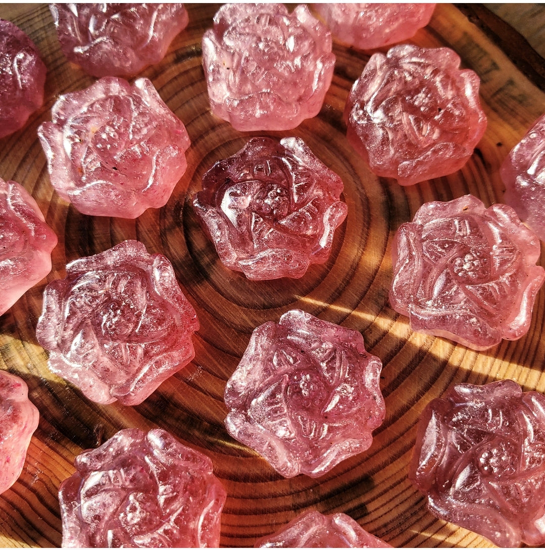 Strawberry Quartz Cherry Blossom - Carving