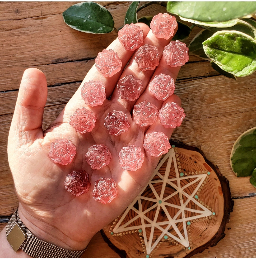 Strawberry Quartz Cherry Blossom - Carving