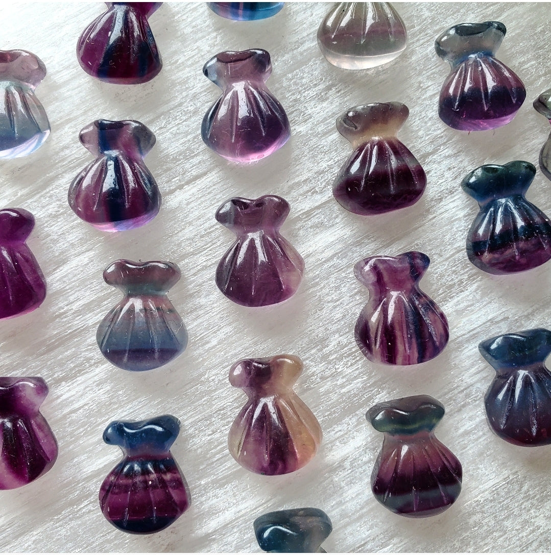 Fluorite Money Bags - Carving