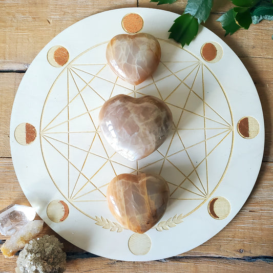 Peach Moonstone Hearts