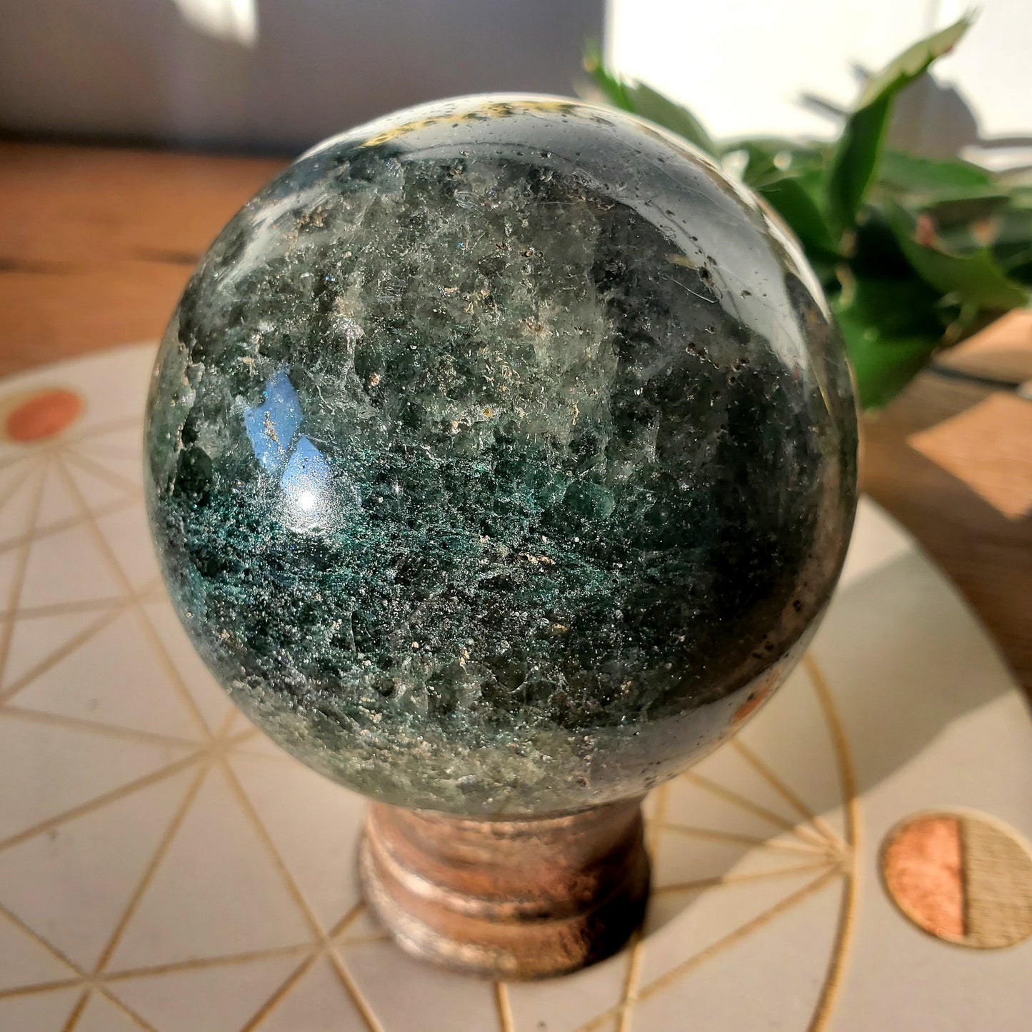 Fuchsite in Quartz Sphere