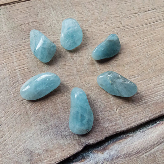 Blue Beryl (Aquamarine) - Tumbled - 6 pack