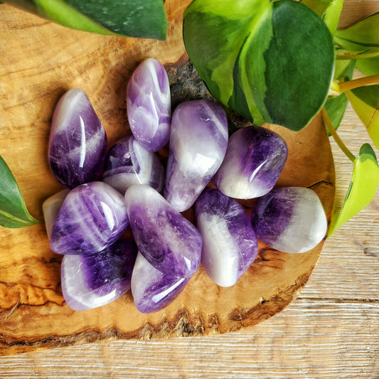 Chevron Amethyst Tumbled Stone - M