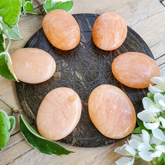 Peach Calcite Palmstones (Madagascar)