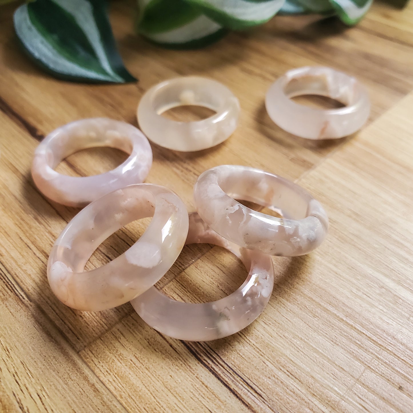 Flower Agate Ring - Sphere Stands