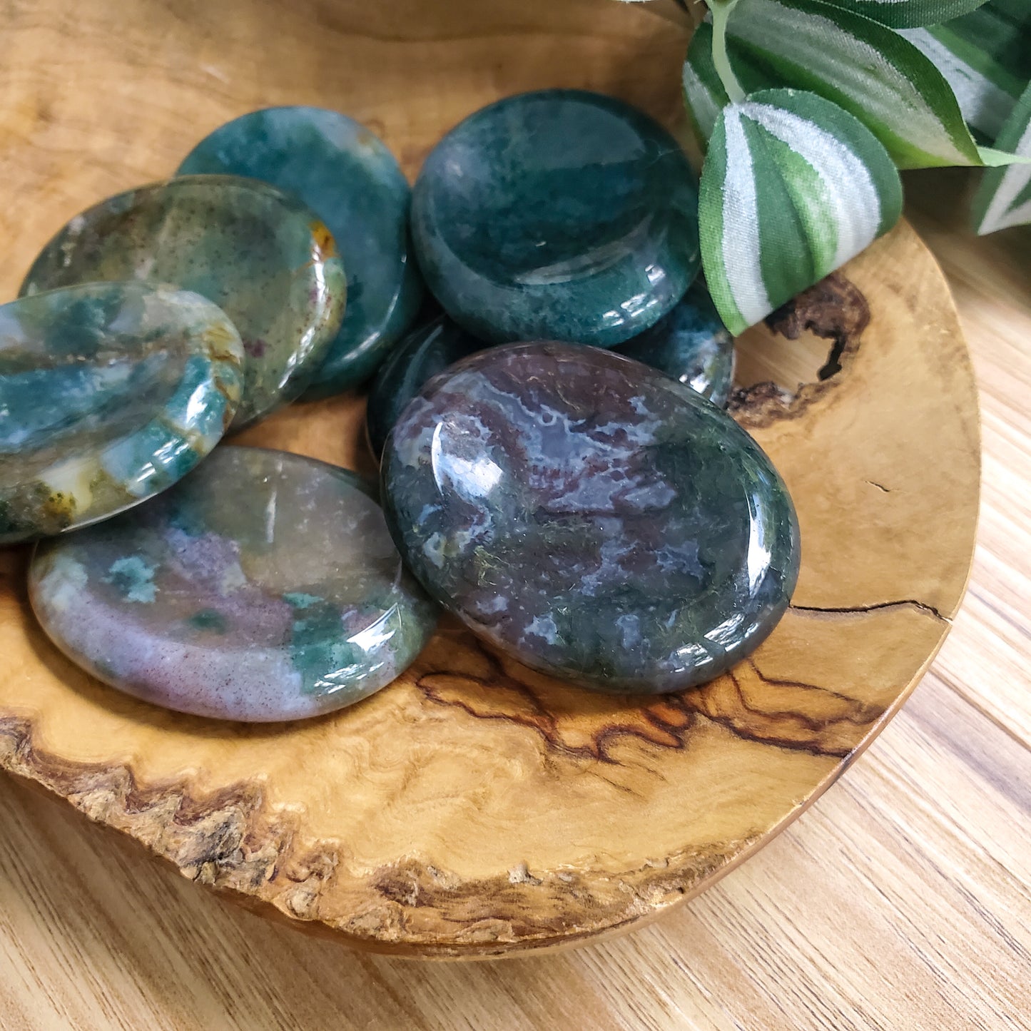 Moss Agate - Worry Stone - Polished