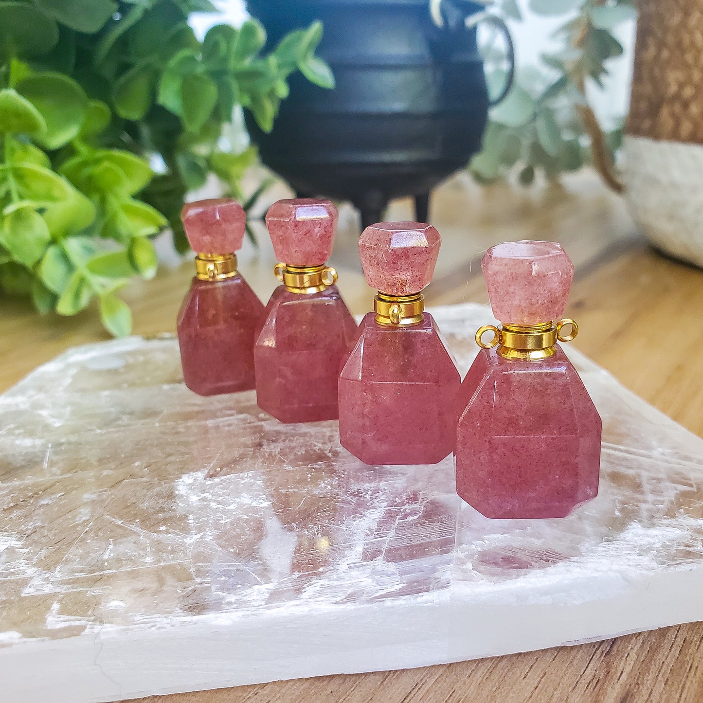 Crystal Bottle - Strawberry Quartz - Small