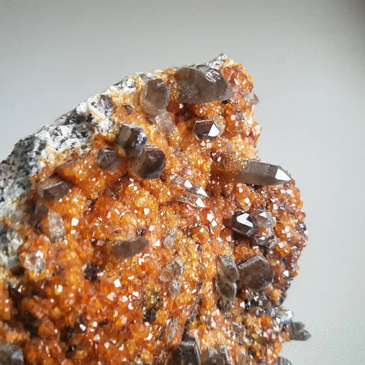 Spessartine Garnet and Smokey Quartz Plate XL - Raw