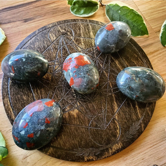 Seftonite Bloodstone Palmstones - Polished