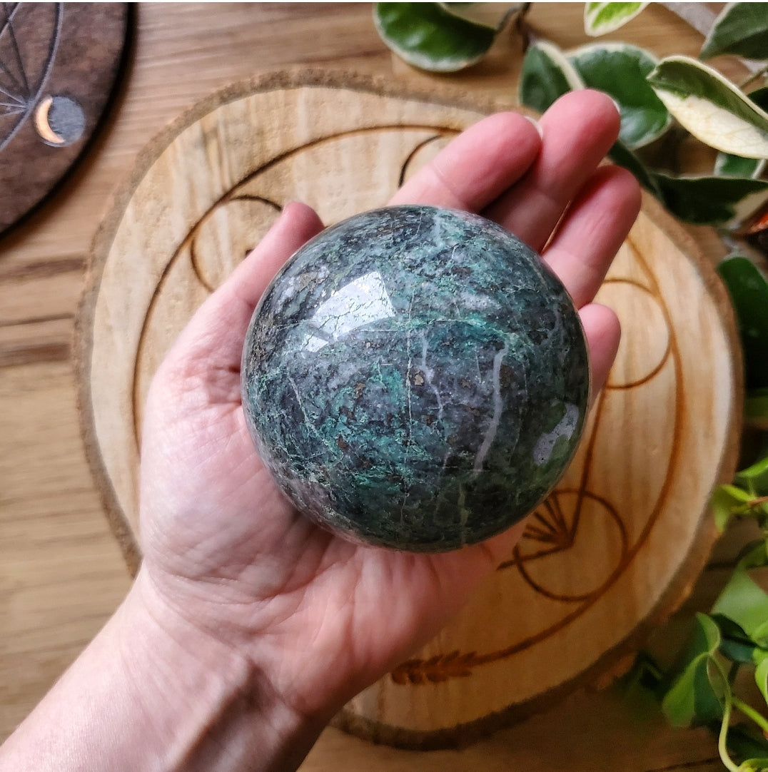 Pyrite in Fuchsite Sphere #2