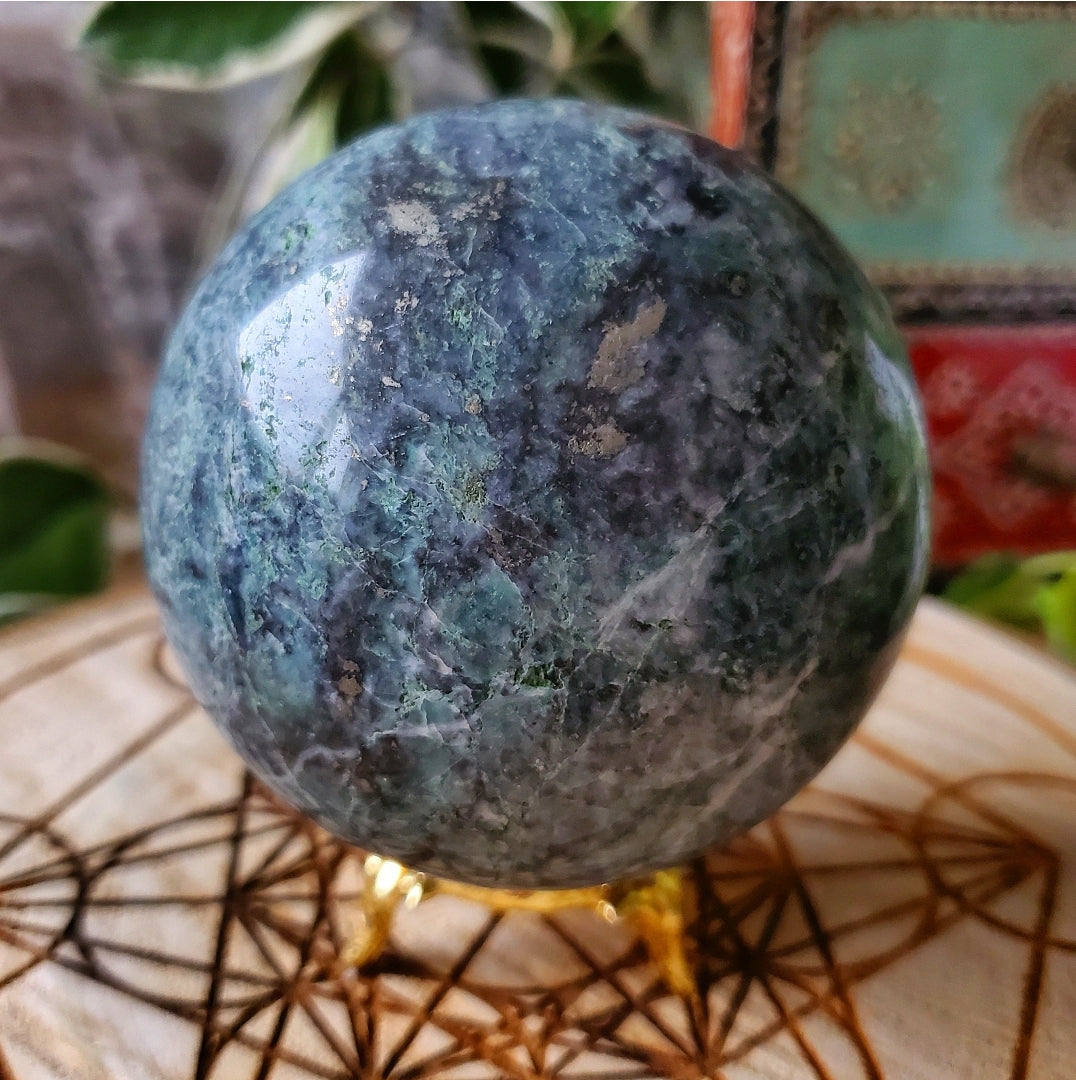 Pyrite in Fuchsite Sphere #2