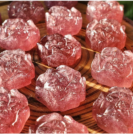 Strawberry Quartz Cherry Blossom - Carving