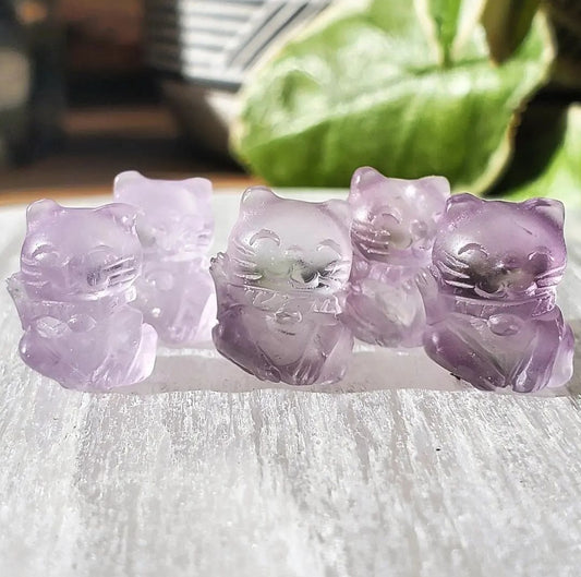 Amethyst Maneki Neko (Lucky Cat) - Carving